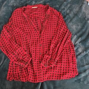 Terra & Sky Red Plaid Button Down Shirt
